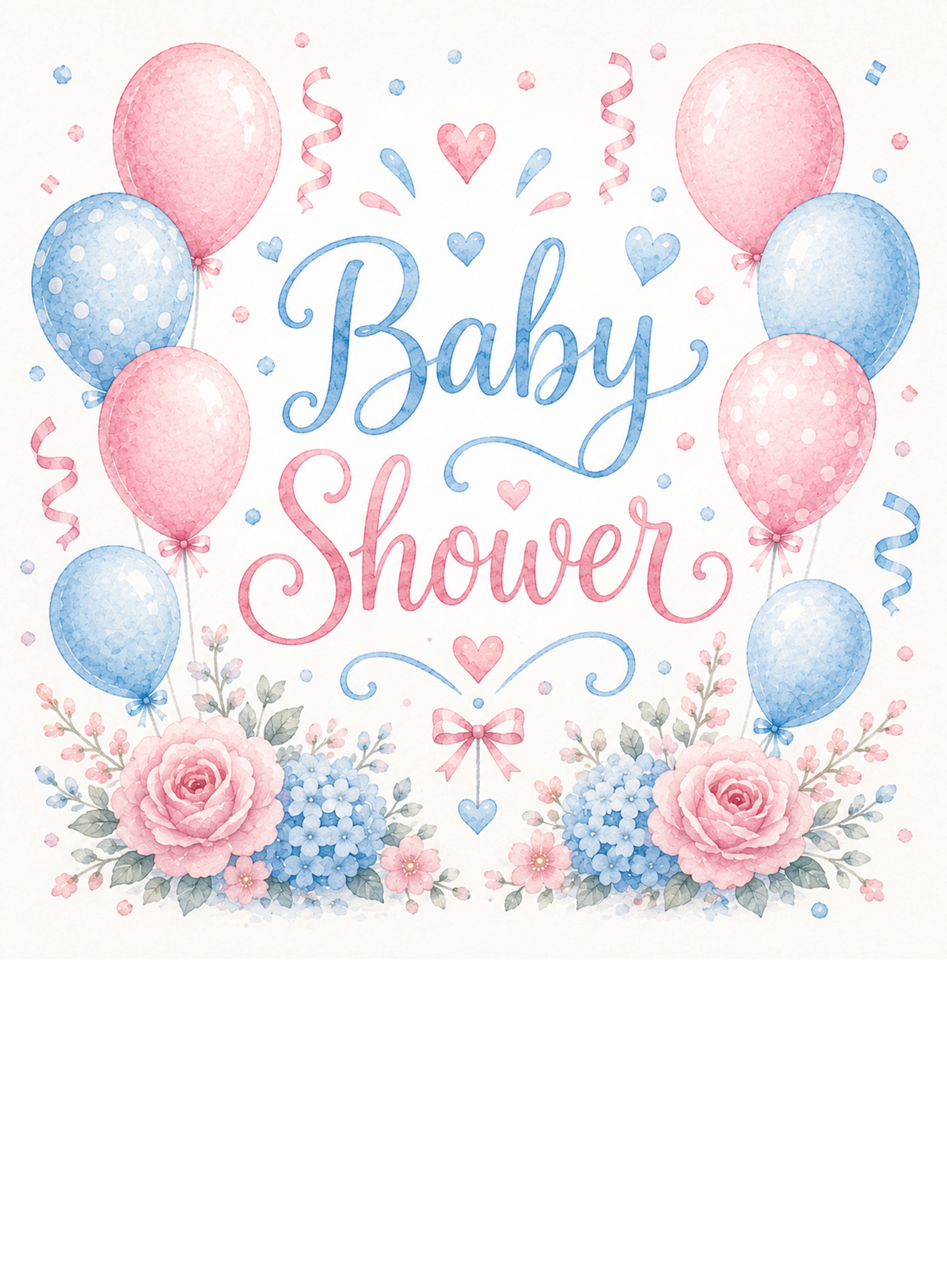 Elegant baby shower display with teddy bears, balloons and a cake